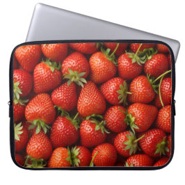 Zoete Oogst Realistisch Aardbeienpatroon Laptop Sleeve