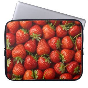 Zoete Oogst Realistisch Aardbeienpatroon Laptop Sleeve