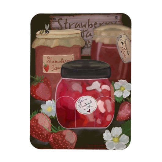 Zoete oogst: Strawberry Jam Jars Magneet (Verticaal)