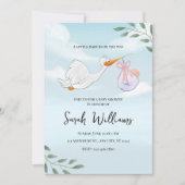 Zoete Ooievaar Baby Shower Kaart (Voorkant)