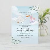 Zoete Ooievaar Baby Shower Kaart (Staand voorkant)