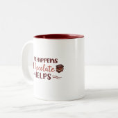 Zoete opluchting Leven gebeurt chocolade helpt cho Tweekleurige Koffiemok (Voorkant links)