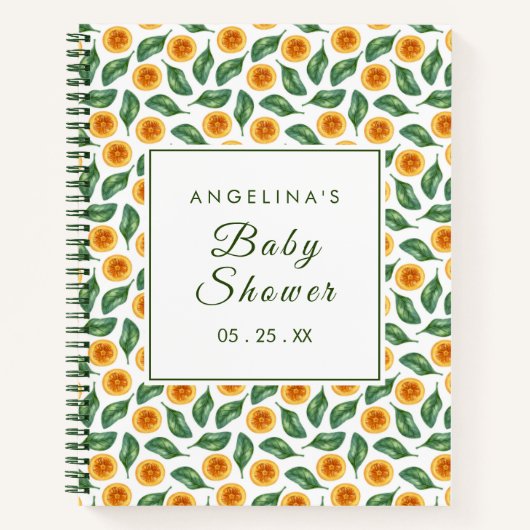 Zoete Oranje Baby shower Cadeauslijst Notitieboek (Voorkant)