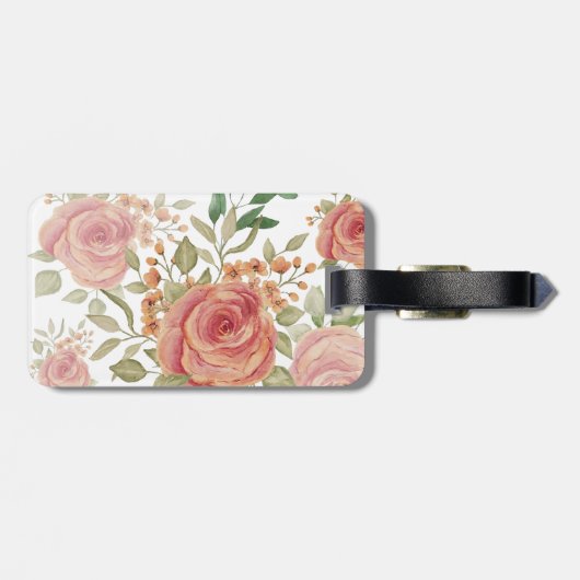 Zoete Oranje Blush Waterverfrozen Monogram Bagagelabel (Achterkant horizontaal)