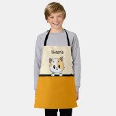 Zoete Oranje keuten met aangepaste naam Kinderen Schort (Gedragen)
