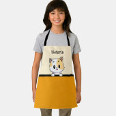 Zoete Oranje Kitten met Aangepaste Naam Kinderen Schort (Insitu)