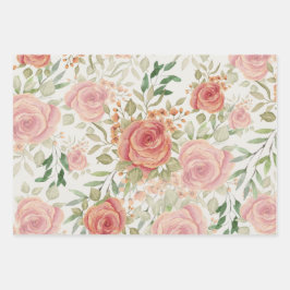 Zoete Oranje Licht En Blozende Rozen Aquarel Inpakpapier Vel