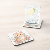 Zoete Oranje tablet Kitten met Waterverf bloemen Bier Onderzetter (Rechterzijde)