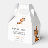 Zoete oranje tijger kind verjaardagsviering bedankdoosjes (Voorkant Zijde)