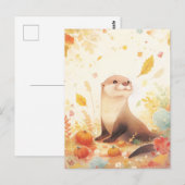 Zoete Otter in Herfst Pompoen Veld Briefkaart (Voorkant / Achterkant)