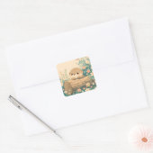 Zoete Otter Rustend Op Holle Stam Vierkante Sticker (Envelop)
