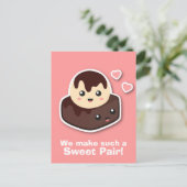 Zoete paar Vanilla Ice Cream en Brownie Briefkaart (Staand voorkant)