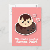 Zoete paar Vanilla Ice Cream en Brownie Briefkaart (Voorkant / Achterkant)