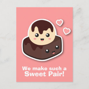 Zoete paar Vanilla Ice Cream en Brownie Briefkaart
