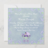 Zoete paarse en groene babyshower kaart (Achterkant)