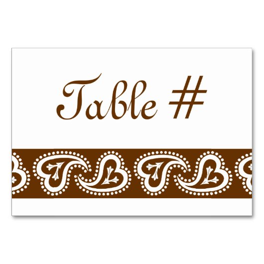 Zoete Paisley Harten in Chocolate Table Kaart (Voorkant)
