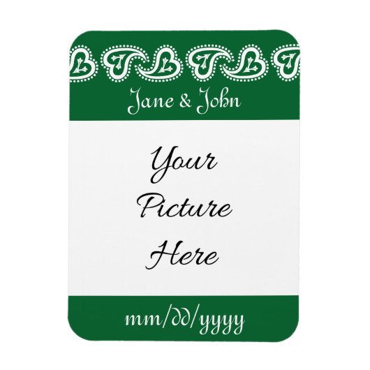 Zoete Paisley Harten in Groene Save-the-Date Magne Magneet (Verticaal)
