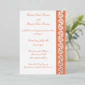 Zoete Paisley Harten in Koraal Folie Invitation Folie Uitnodiging (Staand Voorkant)