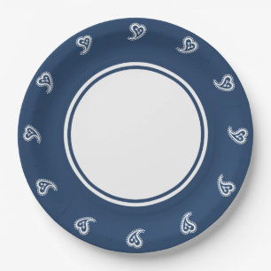 Zoete Paisley Harten in Marineblauwe Papieren Bord