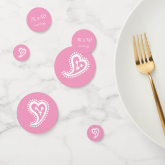 Zoete Paisley Harten in Petal Roze Tafel Confetti