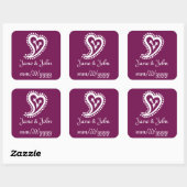 Zoete Paisley Harten in Wijn Sticker (Vel)