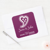 Zoete Paisley Harten in Wijn Sticker (Envelop)