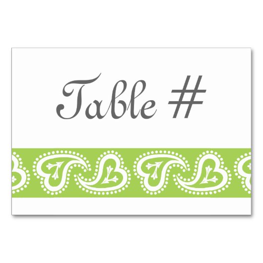 Zoete Paisley Hearts in Peridot Table Kaart (Voorkant)