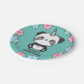 Zoete Panda Eenhoorn Meisje Bloemen Gepersonalisee Papieren Bordje (Gekanteld)