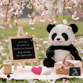 zoete panda en bloesem zwangerschapsaankondiging feestdagenkaart