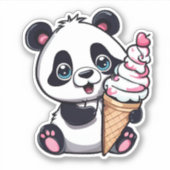 Zoete Panda met Ice Cream Cone Waterdicht Sticker (Voorkant)