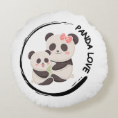 Zoete Pandafamilie Rond Kussen (Achterkant)