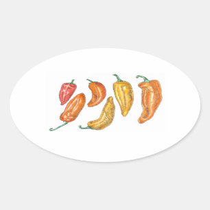 Zoete paprika's ovale sticker