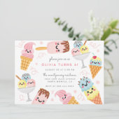 Zoete pasta-ijs-Kind, geboortedag partij Kaart (Staand voorkant)