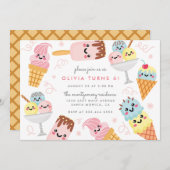 Zoete pasta-ijs-Kind, geboortedag partij Kaart (Voorkant / Achterkant)