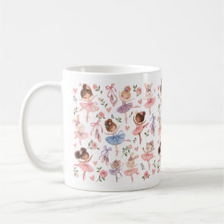 Zoete Pastel Ballerina & Bloementuin Patroon Koffiemok