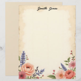 Zoete Pastel Bloemen Briefpapier Briefhoofd