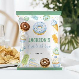 Zoete Pastel Donut Verjaardag Chipzak Verpakking Flyer