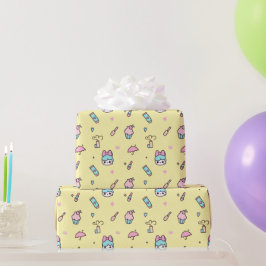 Zoete Pastel Kawaii Geel Cadeaupapier