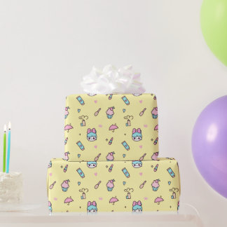 Zoete Pastel Kawaii Geel Cadeaupapier
