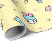 Zoete Pastel Kawaii Geel Cadeaupapier (Rol Hoek)