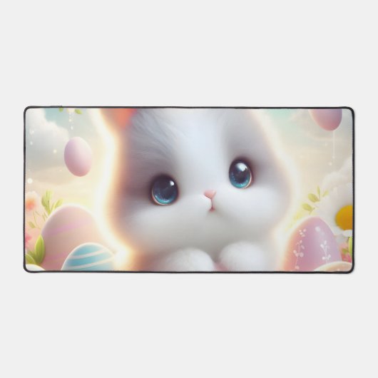 Zoete Pastel Kawaii Kitten Pasen Eieren Bureaumat (Voorkant)