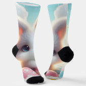Zoete Pastel Kawaii Kitten Pasen Eieren Sokken (Gebogen)