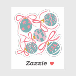 Zoete Pastel Kerst Ornament Sticker