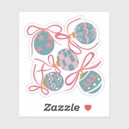 Zoete Pastel Kerst Ornament Sticker (Vel)