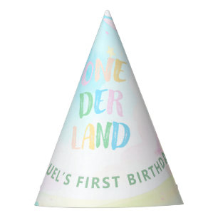 Zoete pastel onederland waterverf 1e verjaardag feesthoedjes