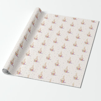 Zoete Pastel Panda Baby 1e Verjaardag Cadeaupapier