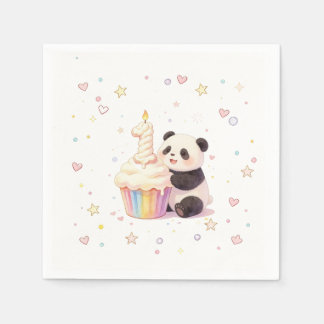 Zoete Pastel Panda Baby 1e Verjaardag Servet
