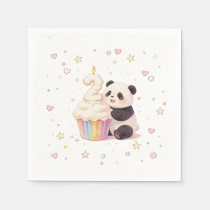 Zoete Pastel Panda Baby 2e Verjaardag Servet