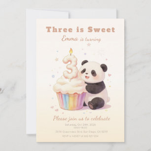 Zoete Pastel Panda Baby 3e Verjaardag Kaart