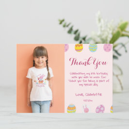Zoete Pastel Roze Eieren Kinderen Verjaardag Foto Bedankkaart